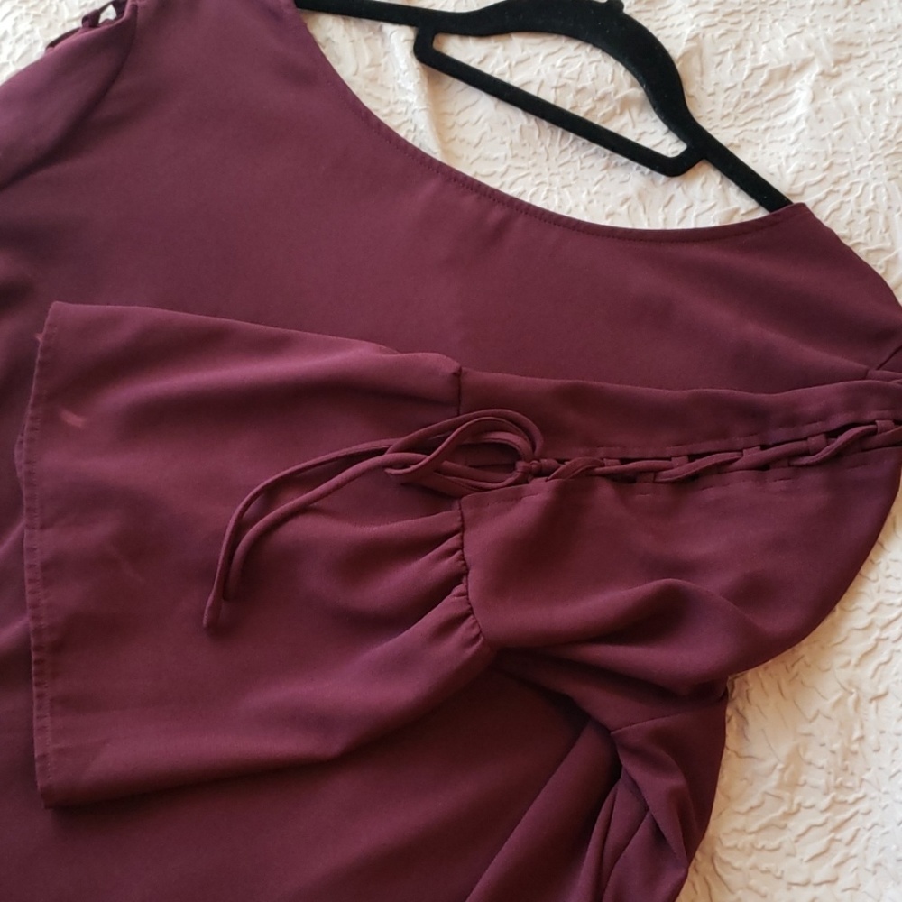 Burgundy Bell Sleeves Top